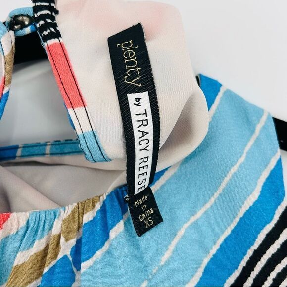 Anthropologie Plenty Tracy Reese Juilliard stripe jumpsuit xsmall blue and coral - Picture 10 of 11
